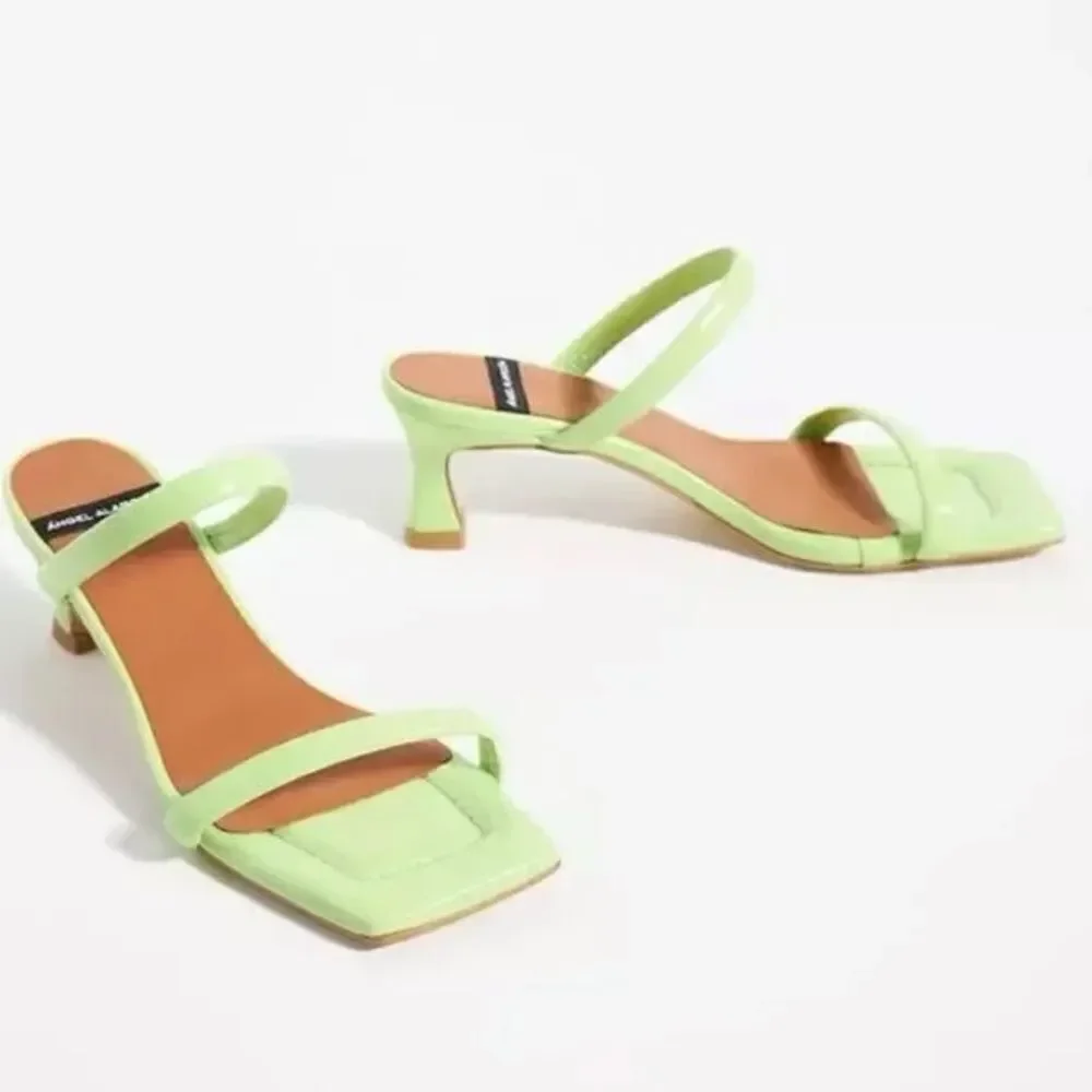 NEW Angel Alarcon Square-Toe Mules Lime Green EU 39 US 9